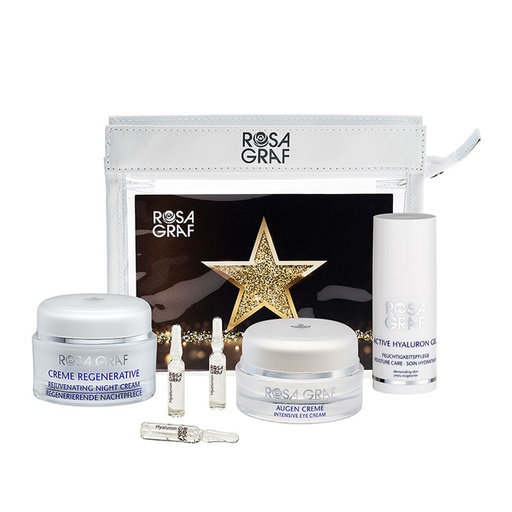 Rosa Graf Blue Line Tasche : creme regnerative + Augencreme + Hyaluron Gel + Ampullen (Allantoin)
